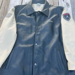 Nike Air Jordan retro black/cream quilt lined leather jacket mens size 3XL